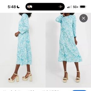 Hyacinth House Blue Abstract Hattie Midi Dress Elegant